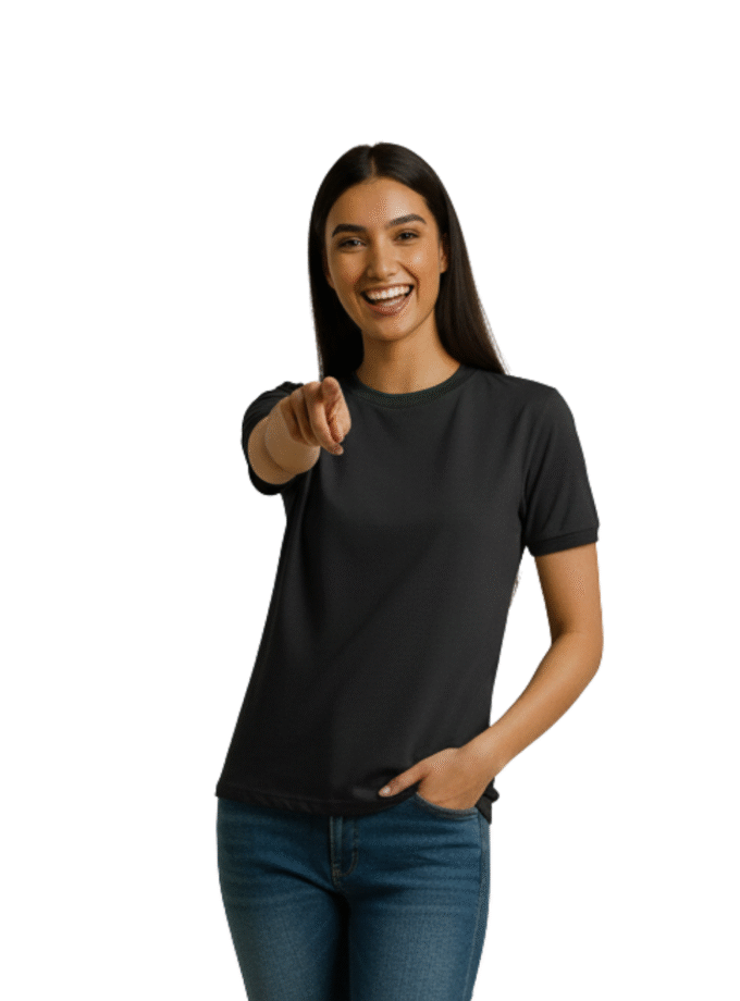 Black Solid Crew Neck Basic T-Shirt