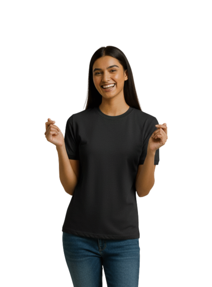 Black Solid Crew Neck Basic T-Shirt