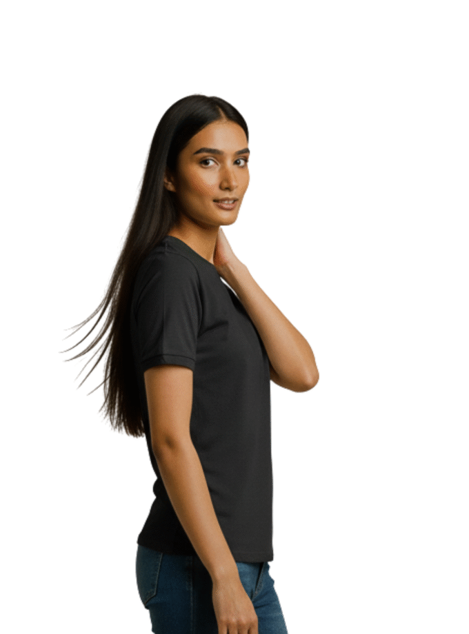 Black Solid Crew Neck Basic T-Shirt