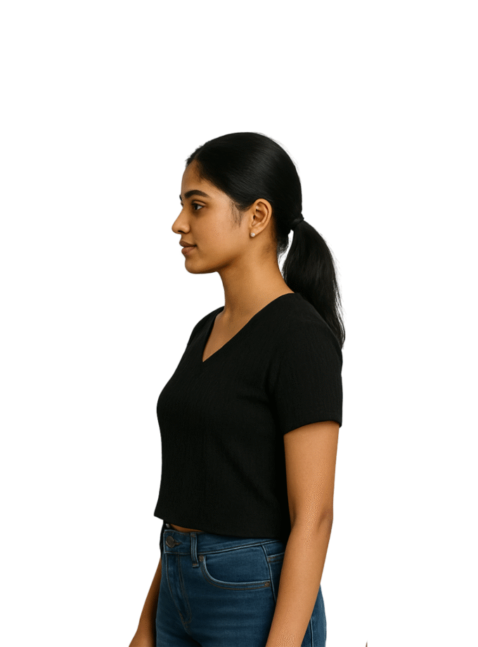 Black V-Neck Crop Top