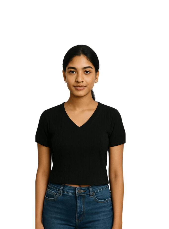 Black V-Neck Crop Top