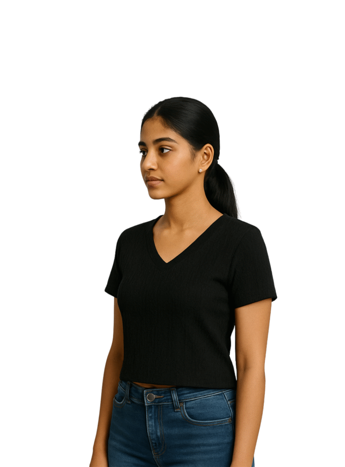 Black V-Neck Crop Top