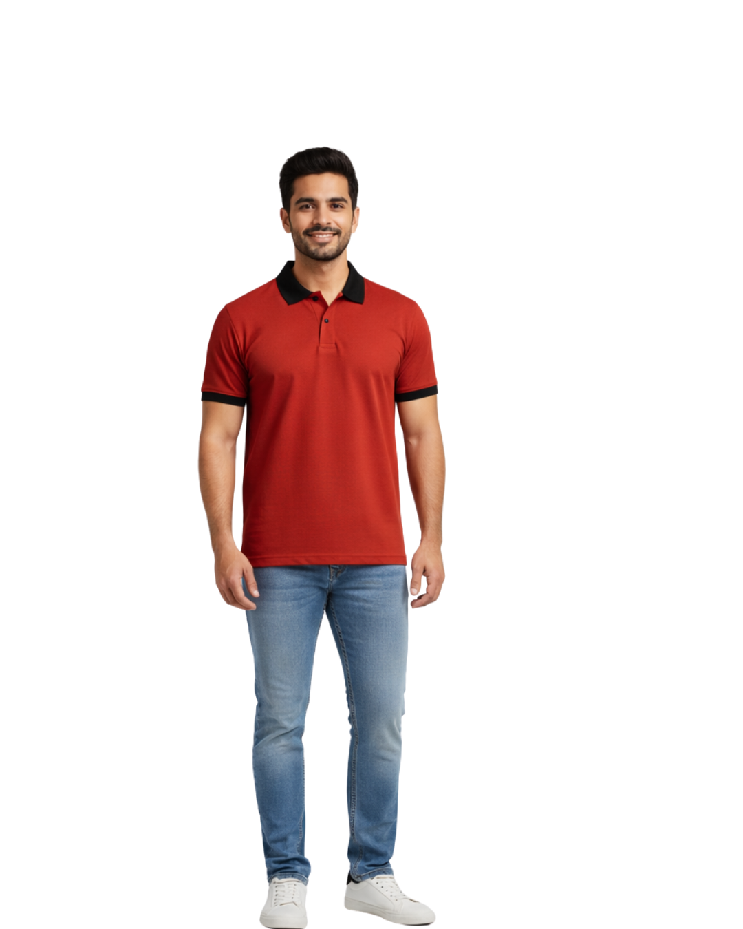 Men’s Burnt Orange Polo T-Shirt with Contrast Black Collar