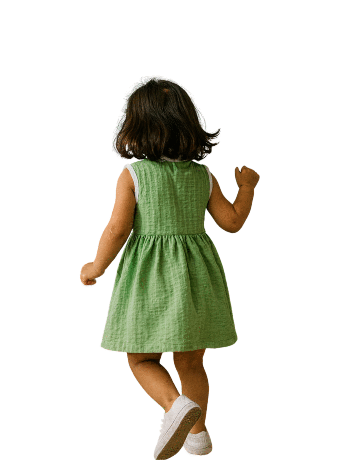 Light Green Solid Sleeveless Dress for Girls