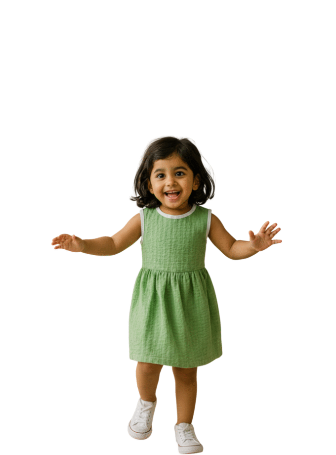 Light Green Solid Sleeveless Dress for Girls