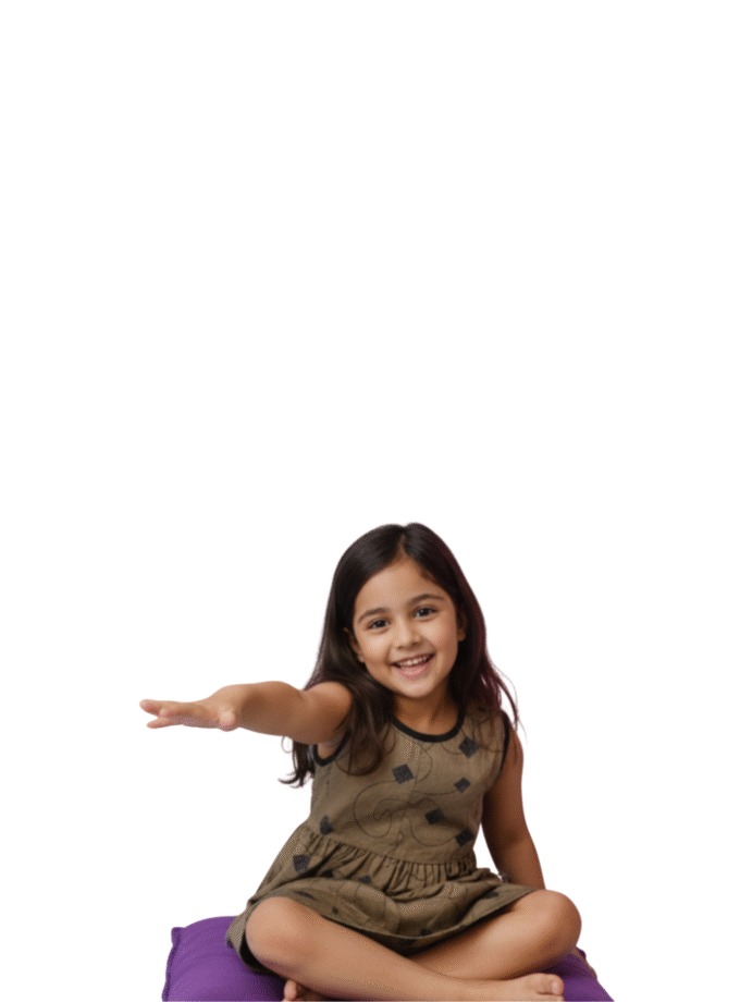 Olive Brown Printed Sleeveless Dress for Girls