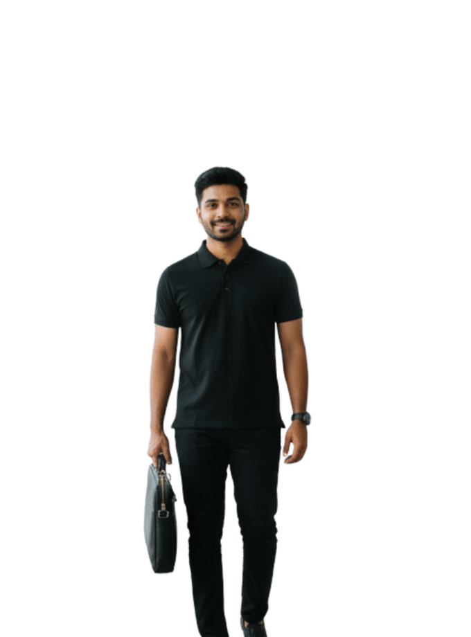 Men’s Black Polo T-Shirt – Classic Solid Design