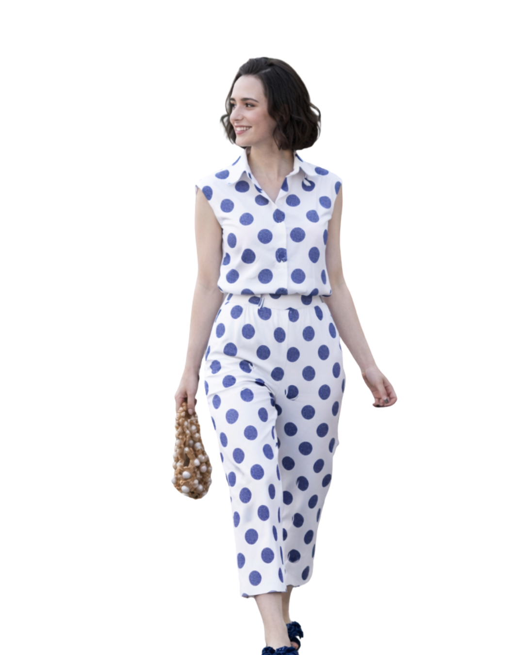 White and Blue Polka Dot Co-Ord Set – Emily in Paris Inspired - Image 3