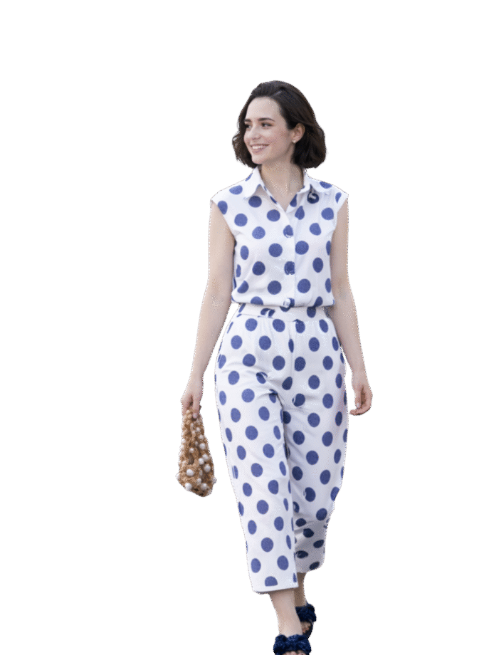 White and Blue Polka Dot Co-Ord Set – Emily in Paris Inspired