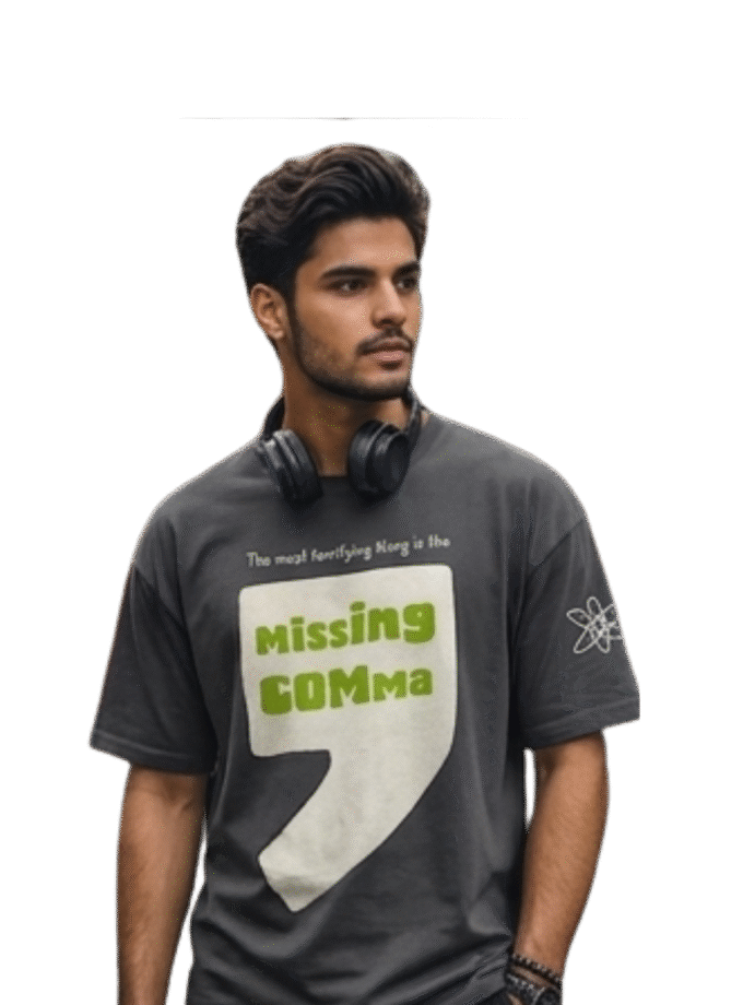 The "Sheldon" Essential: Missing Comma Oversized Tee