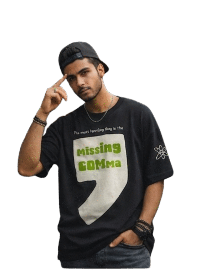 The "Sheldon" Essential: Missing Comma Oversized Tee