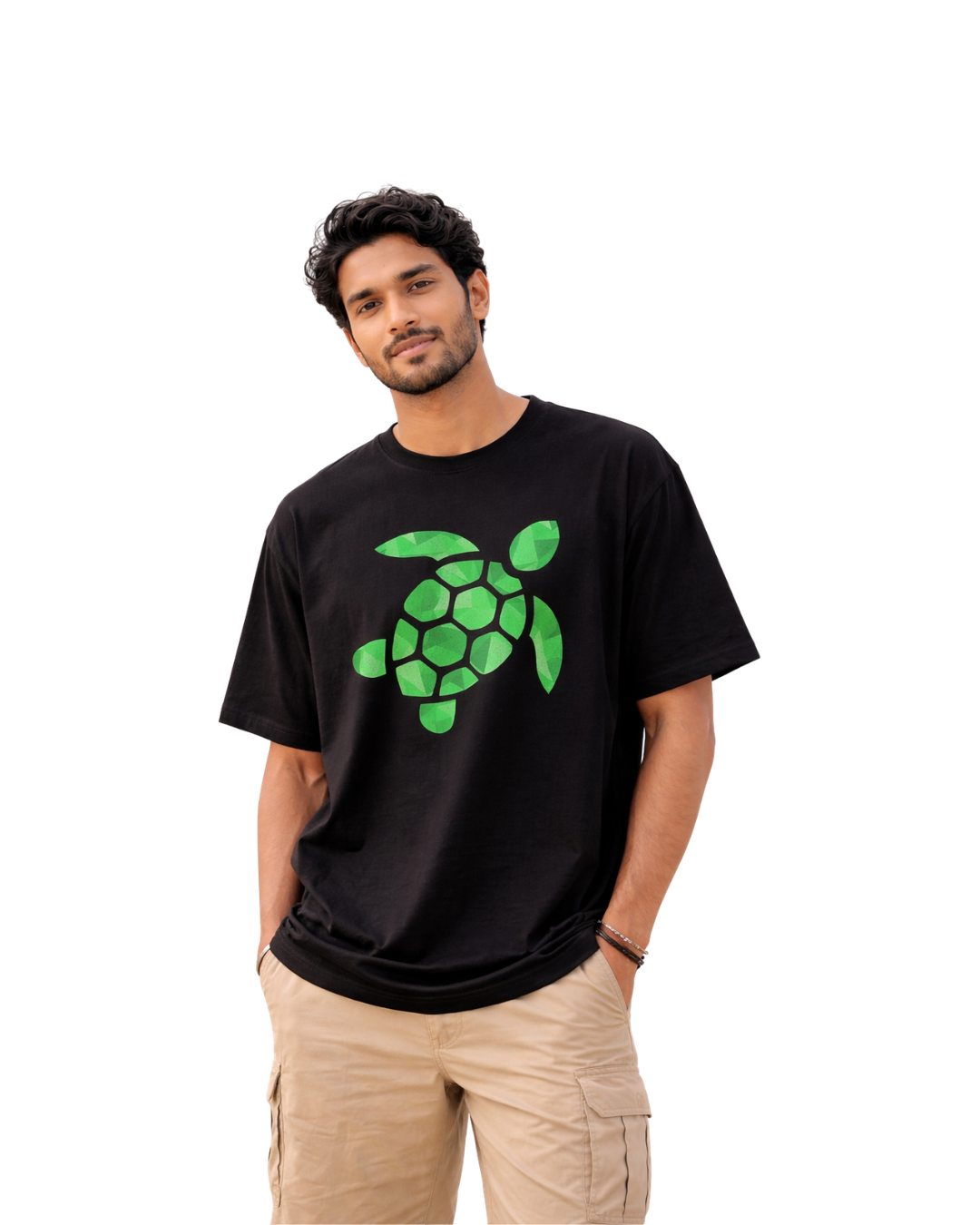 The Geometric Jade Turtle Oversized Tshirt - Image 2
