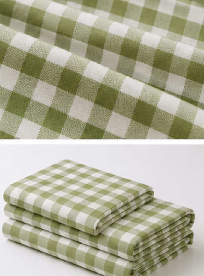 Sage Gingham: Premium King-Size Cotton Bedspread
