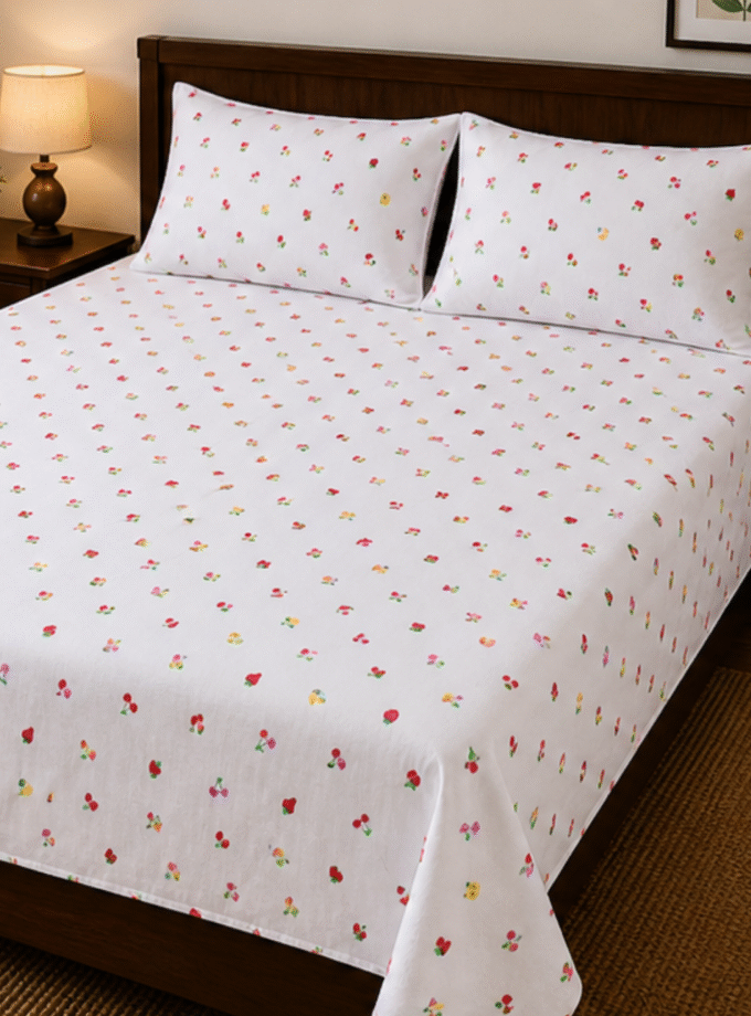 Berry Sweet: Premium Cotton King-Size Bedspread