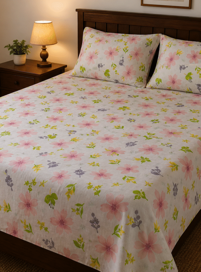 Blossom & Breeze: Premium King-Size Watercolor Floral Bedspread