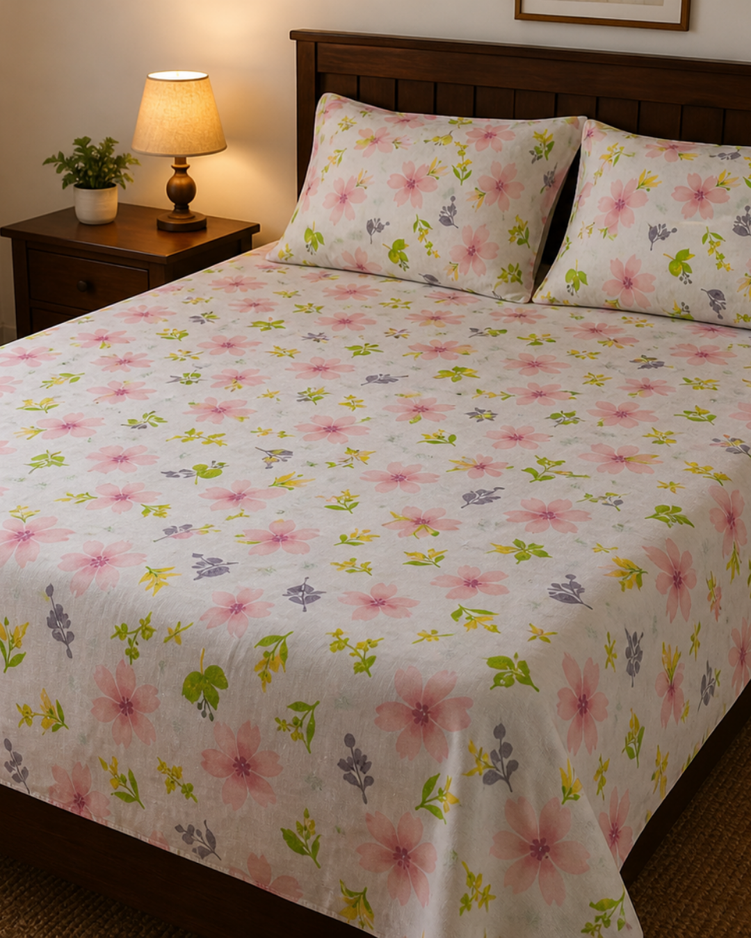 Blossom & Breeze: Premium King-Size Watercolor Floral Bedspread