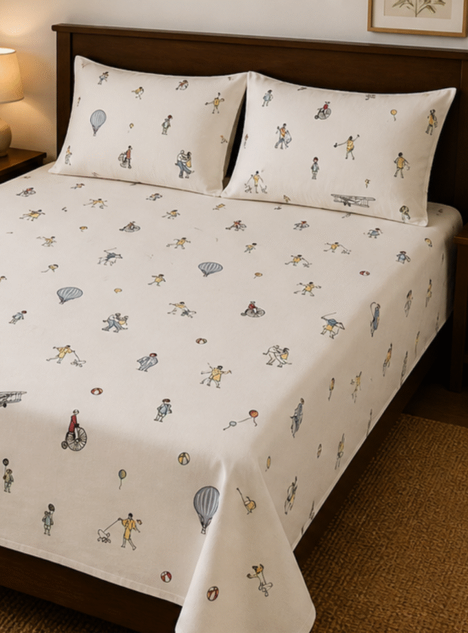 Vintage Wanderlust: Premium King-Size Cotton Bedspread