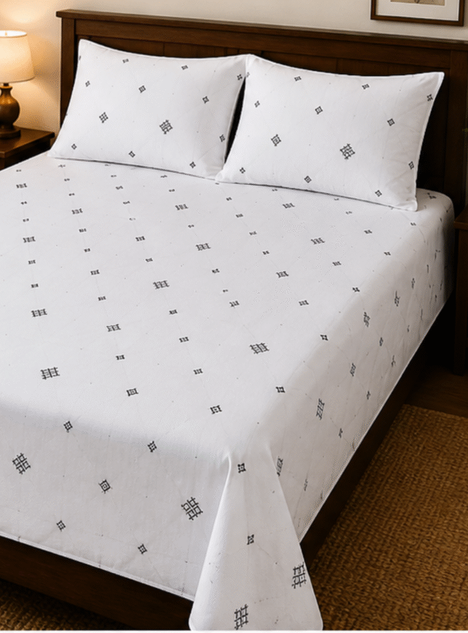Minimalist Monochrome: Premium King-Size Cotton Bedspread