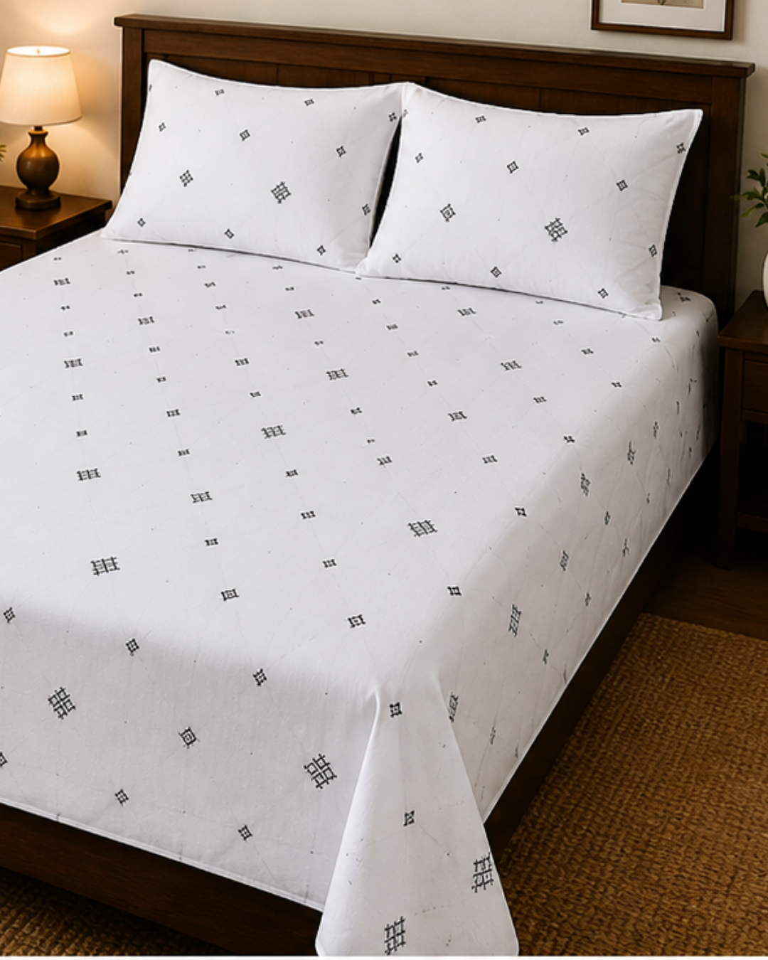Minimalist Monochrome: Premium King-Size Cotton Bedspread