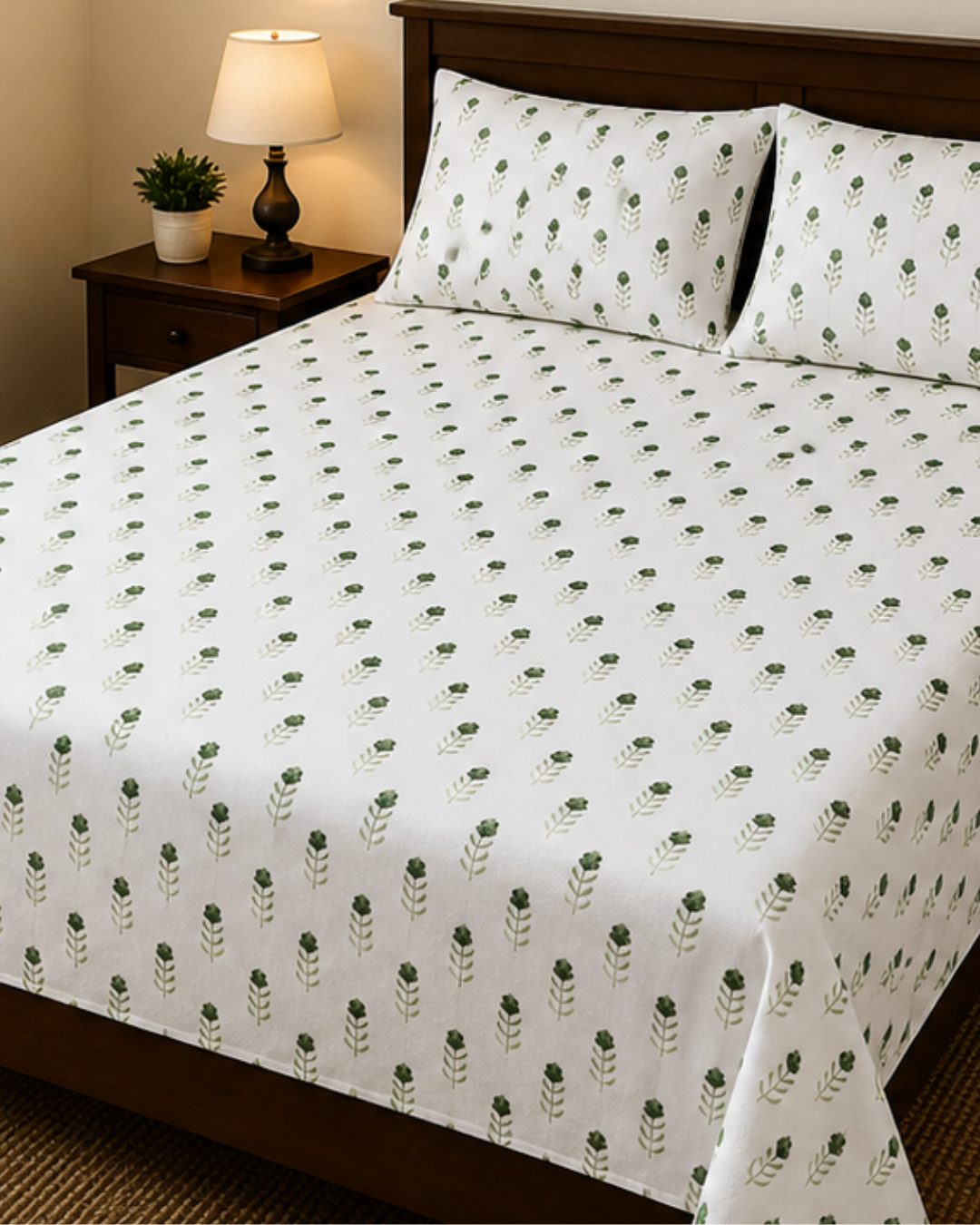 Botanical Bliss: Premium King-Size Textured Cotton Bedspread
